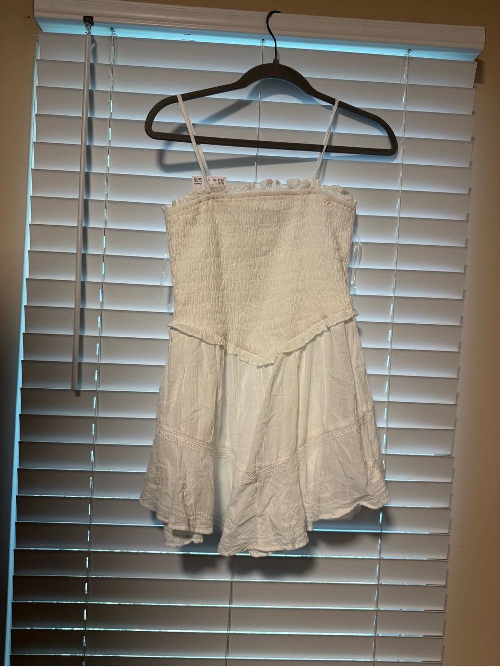 White Smocked Strap romper